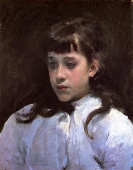 約翰 辛格 薩金特 Young Girl Wearing a White Muslin Blouse